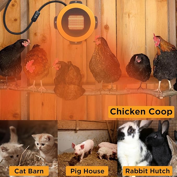TURBRO Neighborhood Dog House Heater 400W, Wall Mount, 10ft Anti Bite Cord, Waterproof Control, Overheat Protection, Electric Warmer for Hound Kennel Cat Cage Chicken Coop Rabbit Hutch, UL Test Passed