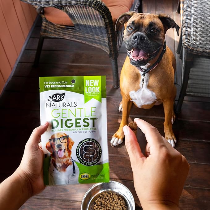 ARK NATURALS Gentle Digest Soft Chews, Vet Recommended Dog and Cat Prebiotics and Probiotics, Digestive and Immune System Support, 120 Count, greens, 326002
