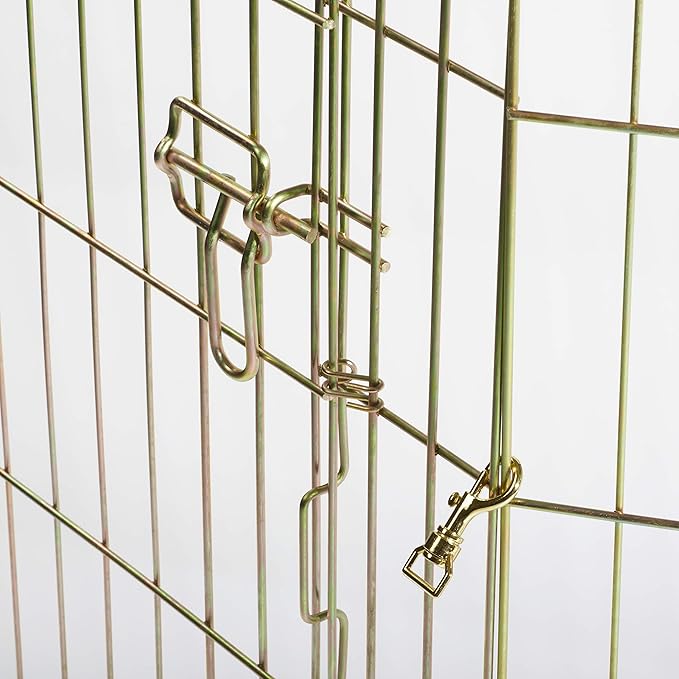 MidWest Homes for Pets Folding Metal Puppy / Dog Exercise Pen, Indoor/Outdoor Playpen with Door, 16 Sq Feet of Play Space, 30-Inches Tall, Gold Zinc