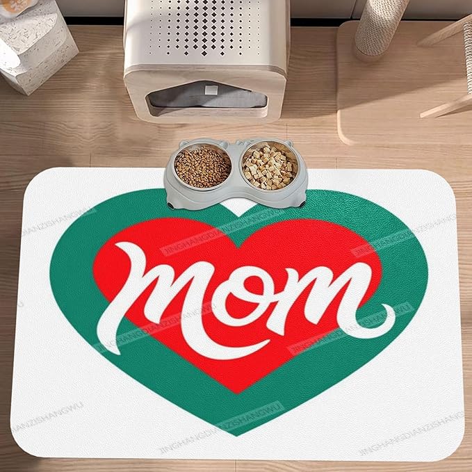 Pet Feeding Mat Absorbent Dog Mat for Food and Water Bowl Dog Accessories Happy Mother's Day Floral Gift for Mom J Pet Supplies Dogs Quick Dry Cat Water Dispenser Mats 24x16In