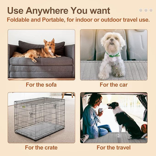BEAUTYZOO Dog Bed Crate Pad 36 x 24 inch, Washable Dog Crate Mat for Large Sized Dogs, Anti-Slip Pet Crate Bed Kennel Pad, Durable Cozy Puppy Sleeping Mat Rectangle Mattress, Grey