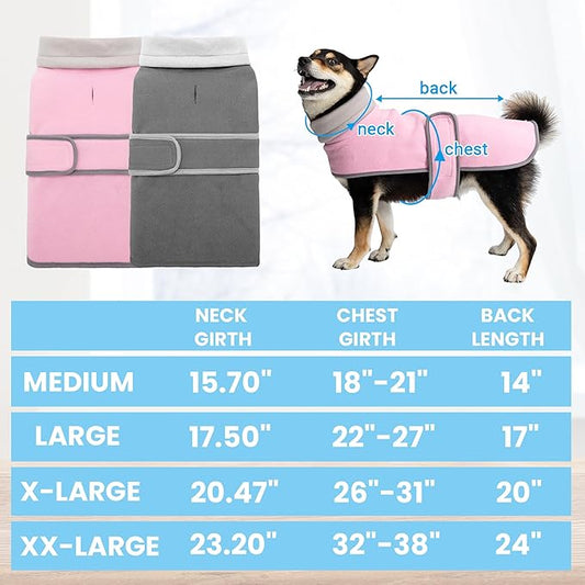 Dog Coat 2 Pack, Turtleneck Fleece Pet Winter Jacket for Cold Weather, Warm Dog Clothes Sweater Outdoor Indoor for Small, Medium, Large & XL Dogs (M-XXL)