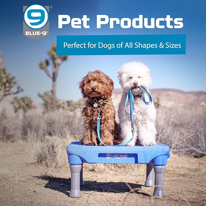 Blue-9 Happy Dog Starter Bundle with KLIMB Dog Training Platform & Traction Mat and Inspire Training Treat Pouch & Training Treats, Blue