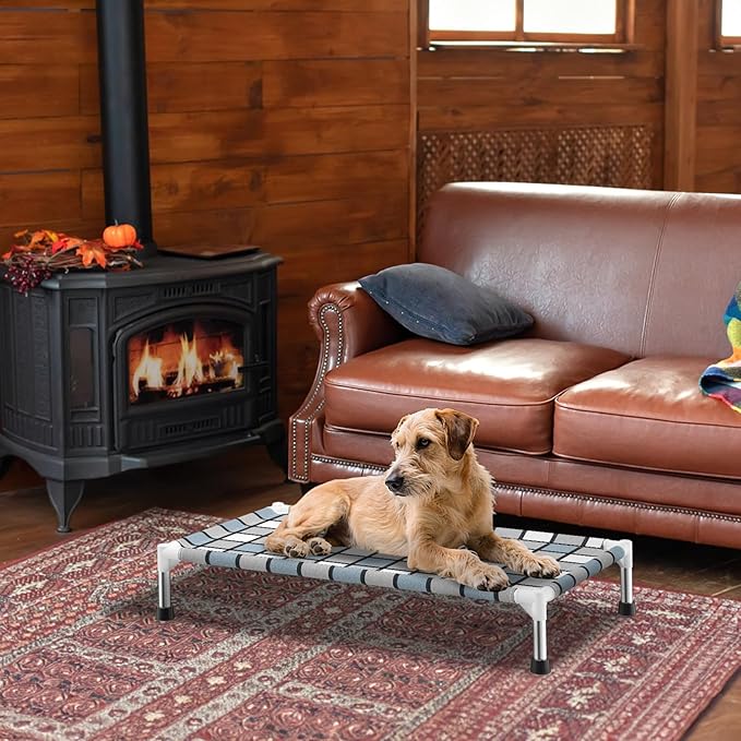 Elevated Outdoor Raised Dog Bed Outdoor Dogs Bed Lifted Pet Bed Dog Cot for Medium Pet Taste Life, Start with A Pet Bed 34'' x 20'' x 6.5''