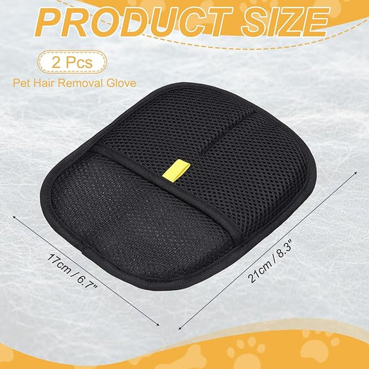 Pet Hair Removal Gloves, Reusable Electrostatic Pet Gloves for Cats Dogs Grooming, (2Pcs & Black), Intended for Clothing/Couch/Carpet/Car Seat