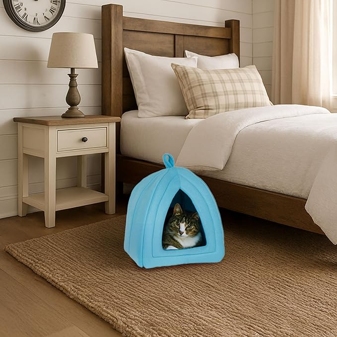 PETMAKER Indoor Cat House with Removable Foam Cushion for Cats, Kittens, Small Dogs & Small Pets, Plush Pet Bed Crate Tent Hideaway with Cozy Soft Interior, Small Animal Sleep & Rest Space