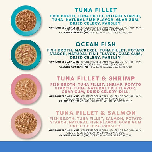 Applaws Natural Wet Cat Food in Gravy, Limited and Natural Ingredients, High Protein with No Artificial Additives, Fish Selection in Gravy (16 x 2.12 oz Easy-Open Cups)
