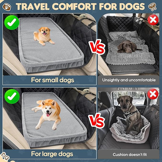 Dog Car Bed, Non-Slip Backseat Extender Pet Mat, Removable Washable Dog Bed for SUVs, Sedans & Trucks, Anti-Slip Travel Bed for Dogs, Easy Clean & Scratch-Proof & Comfort Light Gray(56"x28.7"