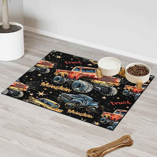 Cool Car Dog Food Mat for Floors Absorbent, Quick Dry Water Dispenser Mat for Food, Water, Pet Supplies 24" x 32", Off-Road Vehicle