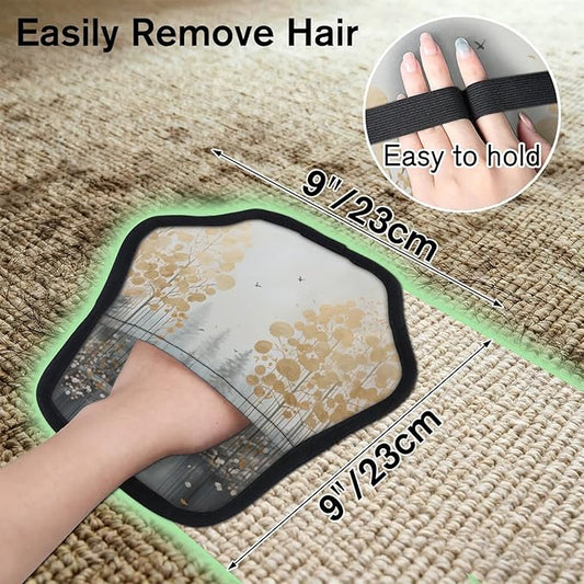 Trees Abstract Electrostatic Pet Hair Removal Glove for Cats & Dogs - Reusable Grooming Mitt for Couch, Carpet, Car Seat & Laundry - Large 9x9 Inch