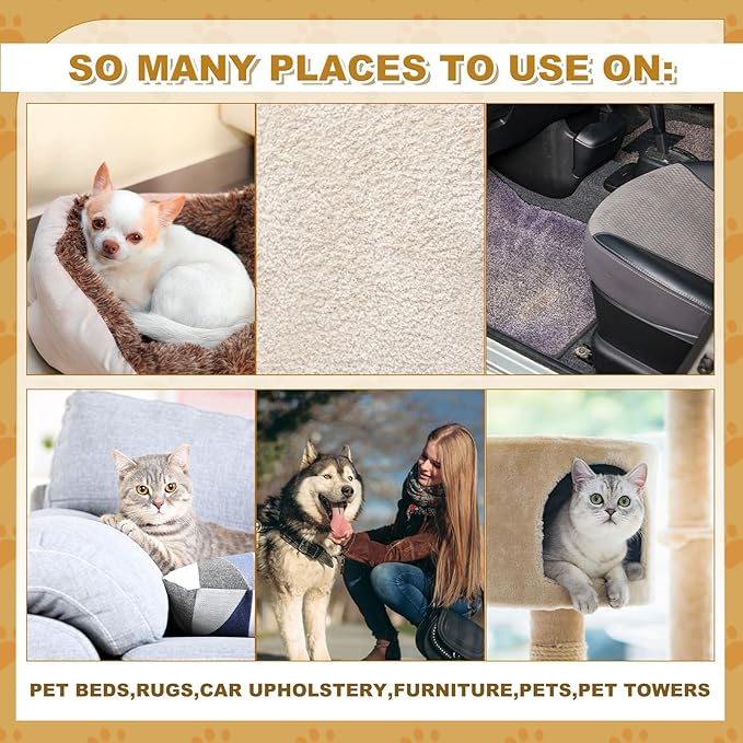 Pet Hair Remover Sponge Cat and Dog Hair Sponge Rubber Pet Fur Lifter Removal Tool, Remove from Furniture, Carpet, Bedding, Clothing, 6.26 x 3.28 x 1.89 Inch(Khaki,2 Pack)