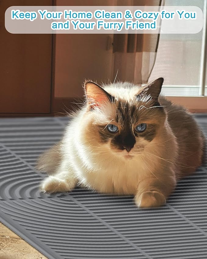 Silicone Cat Litter Mat XL, 47'' x 35'', Extra Large Waterproof Trapping Mat for Litter Box, Easy Clean & Non-Slip