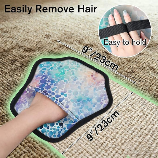 Reusable Pet Hair Removal Glove Abstract Dot Magic Brush for Cat & Dog Hair Remover for Car, Sofa, Bedding, Clothes - 9x9 Mitt Washable