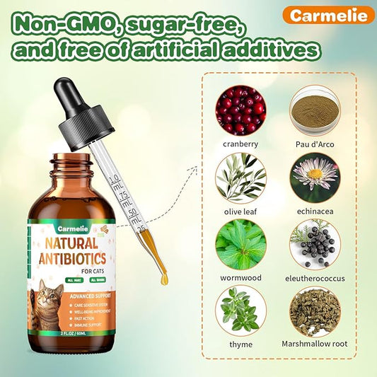 Natural Antibiotics for Cats â Cat Antibiotics for Allergy Relief, Urinary Tract Support, Itch Relief, and Immune Support â Promotes Urinary Tract Health â Cat and Dog Supplemental Vitamins â 2 fl oz