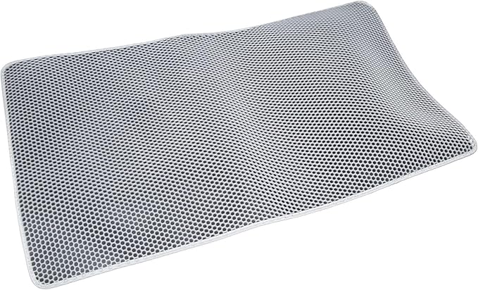 Cat Litter Mat,Honeycomb Double Layer Waterproof Non-Slip Litter Trapping Mat, Easy Clean Washable Scatter Control Mat for Litter Box Floor (Gray, 46x26 Inch)