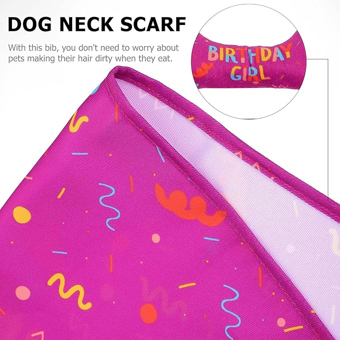 VOSAREA Pet Birthday Bandana and Dog Neckerchief 2pcs Set with Red Saliva Towel and Simulation Bone Design, Cotton Triangle Scarf for Puppy Party Supplies and Holiday Costume