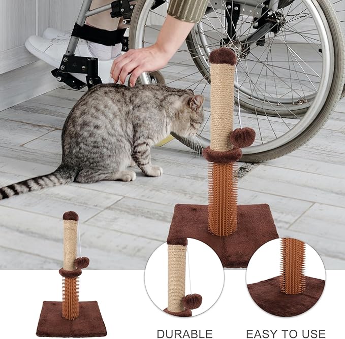 Cabilock Decorative Cat Scratching Post with Wear-Resistant Palm Plush Material, Comfortable Reusable Scratching Pole for Indoor Cats, 1pcs Kitten Scratcher with Climbing Platform