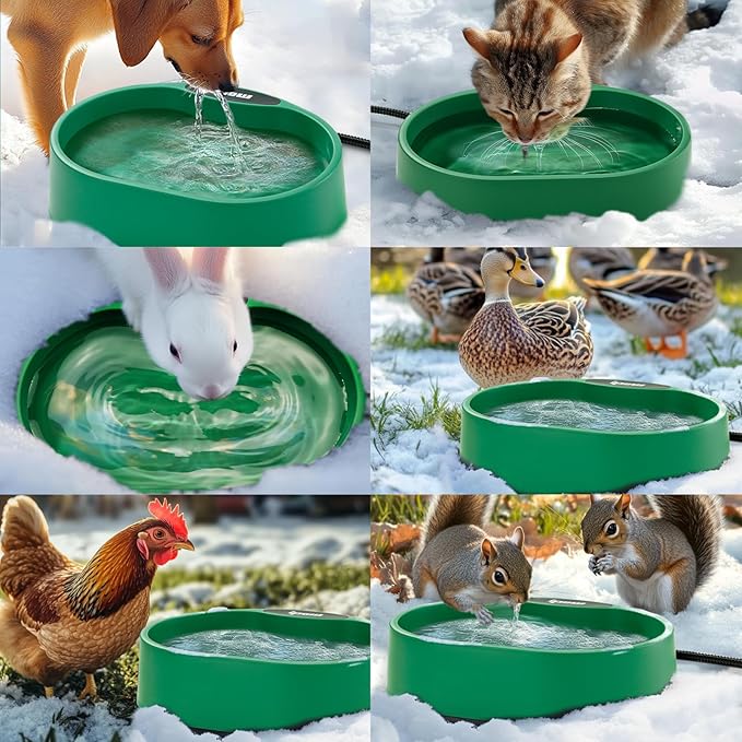 IPOW 3.5L Pet Heated Water Bowl - Keep Water Warm at 77-95℉ for Cats & Dogs, Durable THeated Dog Bowl with Anti-Chew & Waterproof Cord, Perfect for Winter & Outdoor Use