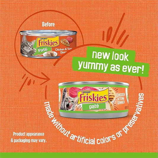 Purina Friskies Wet Cat Food Pate, Chicken and Tuna Dinner - (Pack of 24) 5.5 oz. Cans