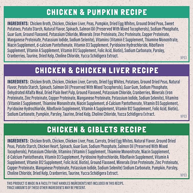 Natural Balance Platefulls Variety Pack - Chicken Morsels in Gravy Wet Cat Food, Chicken Cat Food Variety Pack, 3 oz., Case of 12