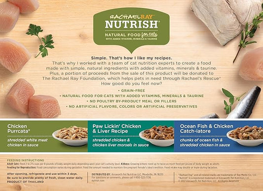 Rachael Ray Nutrish Premium Wet Cat Food, Chicken Lovers Variety Pack, Grain Free, 12 Count (Pack of 2)