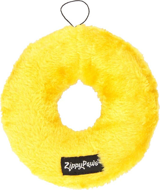 ZippyPaws Donutz - No Stuffing Dog Toys to Keep Them Busy, for Small and Medium Dogs, Squeaky Pet Toy for Boredom, Unstuffed Chew Toy, Soft Plush Puppy Products, Funny Food Toy - Strawberry Donut