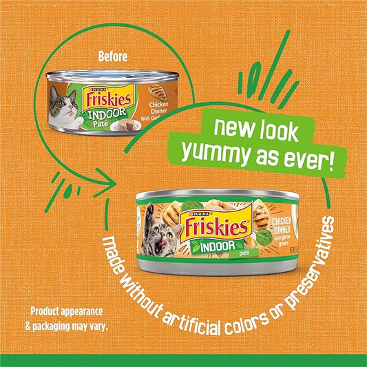 Purina Friskies Indoor Cat Food Pate Chicken Dinner With Garden Greens - (Pack of 24) 5.5 oz. Cans