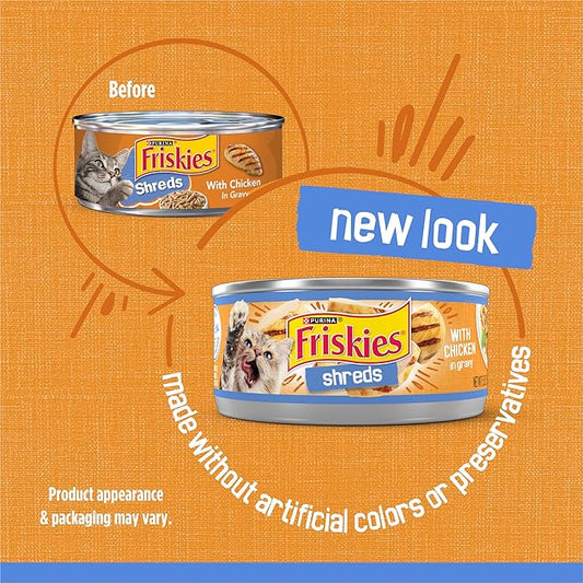 Purina Friskies Shreds With Chicken in Wet Cat Food Gravy - (Pack of 24) 5.5 oz. Cans