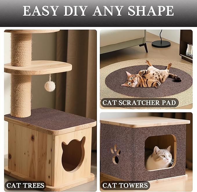 15.7'' x 23.6'' Cat Scratch Furniture Protector Cat Wall Scratcher Mat AdhesiveTrimmable Cloth Couch Anti-Scratch Cover DIY Climb Couch Protector from Claws, Replacement Pads,Brown