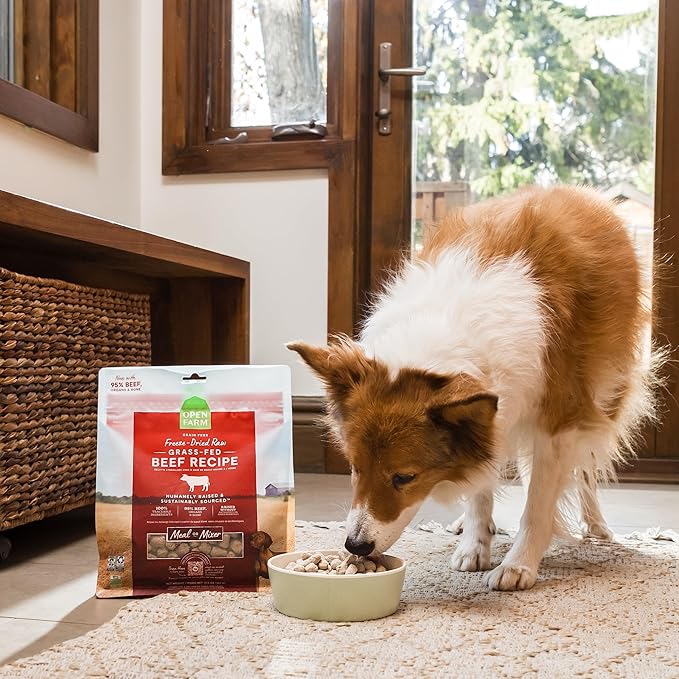 Open Farm, Freeze Dried Raw Dog Food, Morsels with 95% Meat, Organs & Bone, Organic Produce & Superfoods, Complete Meal or Freeze Dried Dog Food Topper, Surf & Turf Recipe, 13.5oz Bag