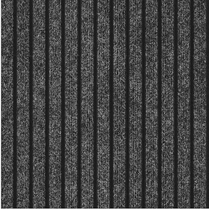 Ottomanson Ribbed Design Non-Slip Rubberback 2x5 Indoor/Outdoor Runner Rug for Hallway, Kitchen, Living Room, Garage, Patio, 2' x 5', Black (Pack of 2)