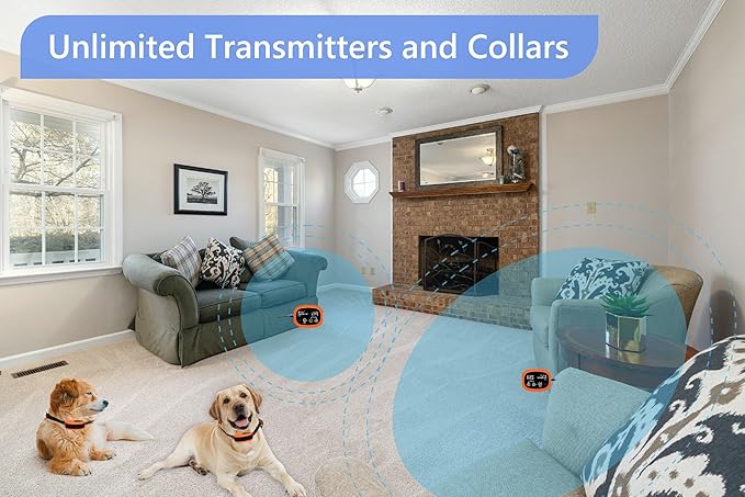 Indoor Pet Barrier for Dogs, Wireless Indoor Electric Fence, Pet Gate, Keeps Areas Off Limits, Dog Fence Waterproof/Rechargeable Training Collar (2 Dogs System)