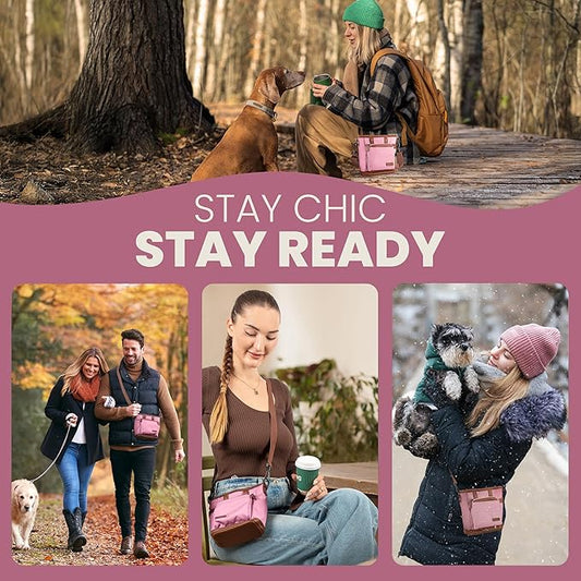 BEAU&FUR Large Dog Treat Pouch with Clicker for Training β 4 Cup Capacity, Built-In Poop Bag Dispenser, Expandable Pocket, Metal Buckle, Large Back Pocket, Ideal Design for Walks and Training β Pink