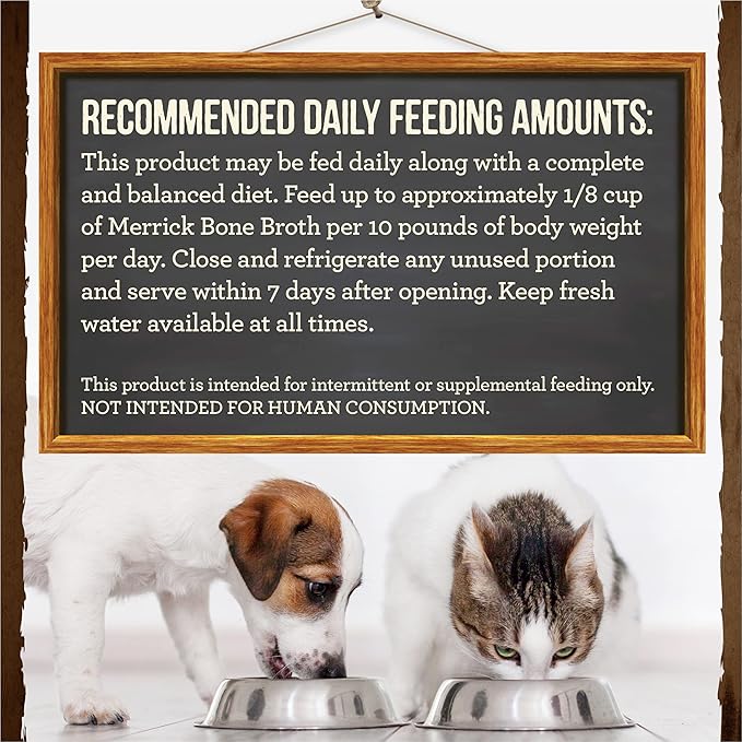 Merrick Grain Free Bone Broth, Premium Human Grade and Gluten Free Dog and Cat Food Topper Pouches, Turkey - 16 oz. Pouch (Pack of 3)