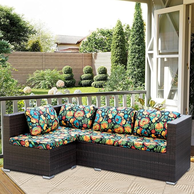 HANDONTIME Psychedelic Outdoor Cushion Covers 8pcs Mexican Style Couch Cushion Covers Replacement Patio Couch Cover Sofa Cover Indoor Patio Cushion for Outdoor Furniture Washable, Cover Only