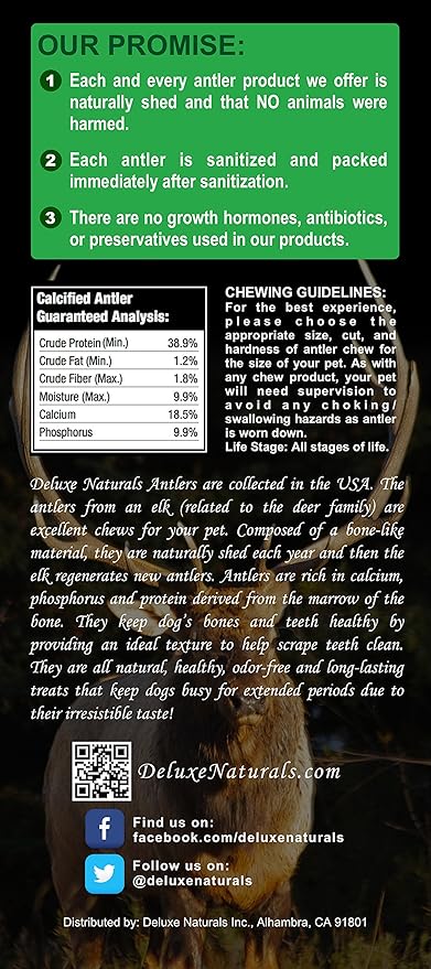 2-Pack Medium Split Elk Antler Dog Chews (5.5 to 7+ in) – All Natural, Premium Grade A, Odor-Free, USA-Sourced – Long-Lasting Dental Treats for Small Dogs Under 35 lbs