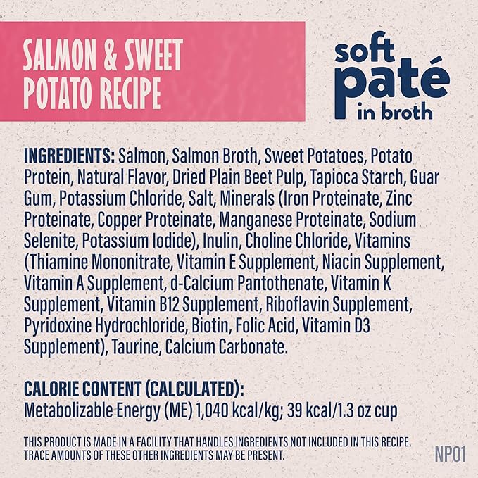 Natural Balance Limited Ingredient Split Cup Salmon & Sweet Potato Soft Pate Wet Cat Food Recipe for Sensitive Stomachs and for Healthy Digestion, 2.6 oz. (Pack of 10)