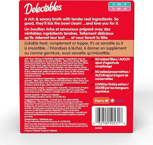 Hartz Delectables Savory Broths Variety Lickable Wet Cat Treats, 24 Count