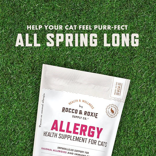 Rocco & Roxie Seasonal Allergy Relief for Cats, Cat Supplements & Vitamins, Probiotics to Support Gut Health, Fish Oil for Skin, Sneezing & Itching from Seasonal Allergies, Tart Cherry Immune Support