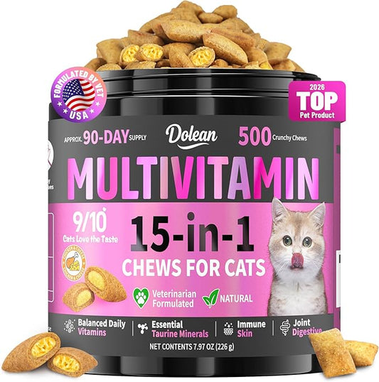 Ultimate 15-in-1 Taurine Multivitamin Chews for Cats 🐱 | Don't Cry Pet