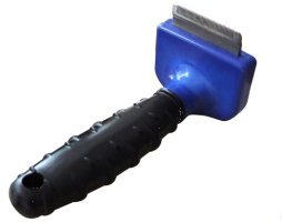 Deshedding Tool & Pet Grooming Tool - Stainless Steel Hair Removal Comb for Dogs and Cats, with Black Plastic Handle Grip
