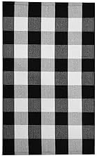 KOZYFLY Buffalo Plaid Area Rug 5 x 8 Ft Black and White Checkered Rug Washable Outdoor Patio Rugs Cotton Rugs for Living Room Carpet for Dining Room Bedroom Farmhouse Rug