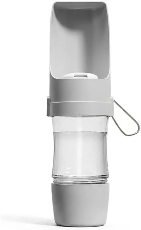 Portable Dog Cat Water Bottle with Storage Food and Water Container for Puppy Pets Dogs Feeder Bowl Outdoor Travel Pet Supplies (Grey)