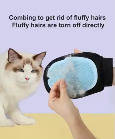 Pet Grooming Gloves for Dogs & Cats – Double Sided Deshedding Glove, Hair Remover & Massage Brush for Shedding Fur (Light Blue)