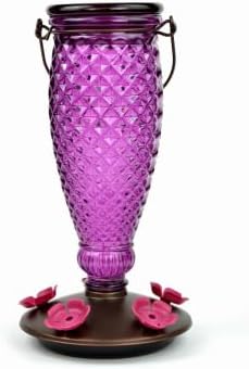 Perky-Pet Diamond Wine Top Fill Glass Hummingbird Feeder with Built-in Bee Guards - Outdoor Garden Décor - 24 Oz Nectar Capacity - 9102-1SR - Purple Humming bird Feeder - Easy to Fill, Easy to Clean