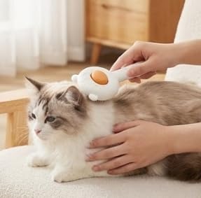 White Cat Combing Brush – Premium Hair Removal Tool for Cats & Dogs. Pet Store Supplies: Dog Brushing Combs, Cat Hair Cleaners, and Pet Care Products.