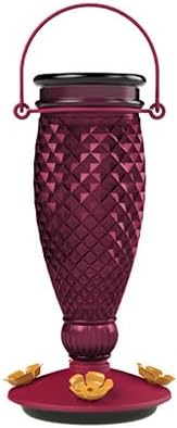 Perky-Pet Diamond Wine Top Fill Glass Hummingbird Feeder with Built-in Bee Guards - Outdoor Garden Décor - 24 Oz Nectar Capacity - 9102-1SR - Purple Humming bird Feeder - Easy to Fill, Easy to Clean
