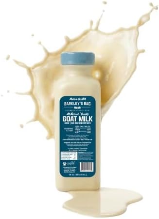 Barkley’s Bag Frozen Raw Goat Milk for Dogs, Single Ingredient, High Protein, Healthy Fats, Complete Balanced Nutrition, Human Grade, 16 oz (3 Bottle)