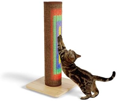 Omlet Switch LED Cat Scratching Post | Sustainable & Extra Tall 33” Cat Scratcher | Boredom Buster for Indoor Cats | Over 1200 Irresistible Light Modes | Bamboo Base and Sisal (Coffee)