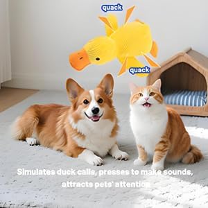 Durable Quacking Duck Dog Toy - Interactive Plush Chew Toy for Anxiety Relief & Fun Play with Cats & Dogs, Pets Only (Yellow, Medium)